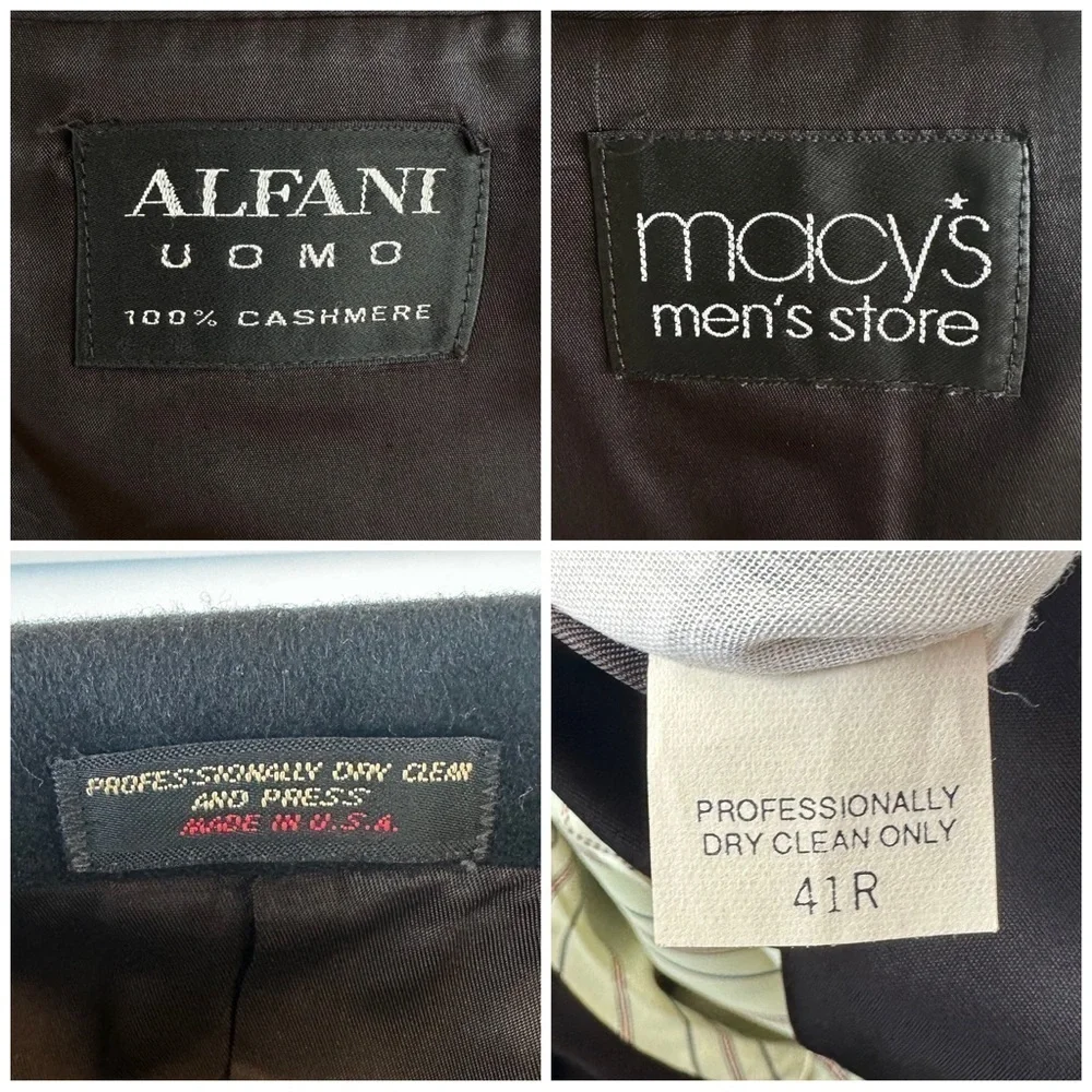 Alfani Uomo Men's Blazer Sport Coat 2 Button Cashmere Sports Jacket 41R 42R